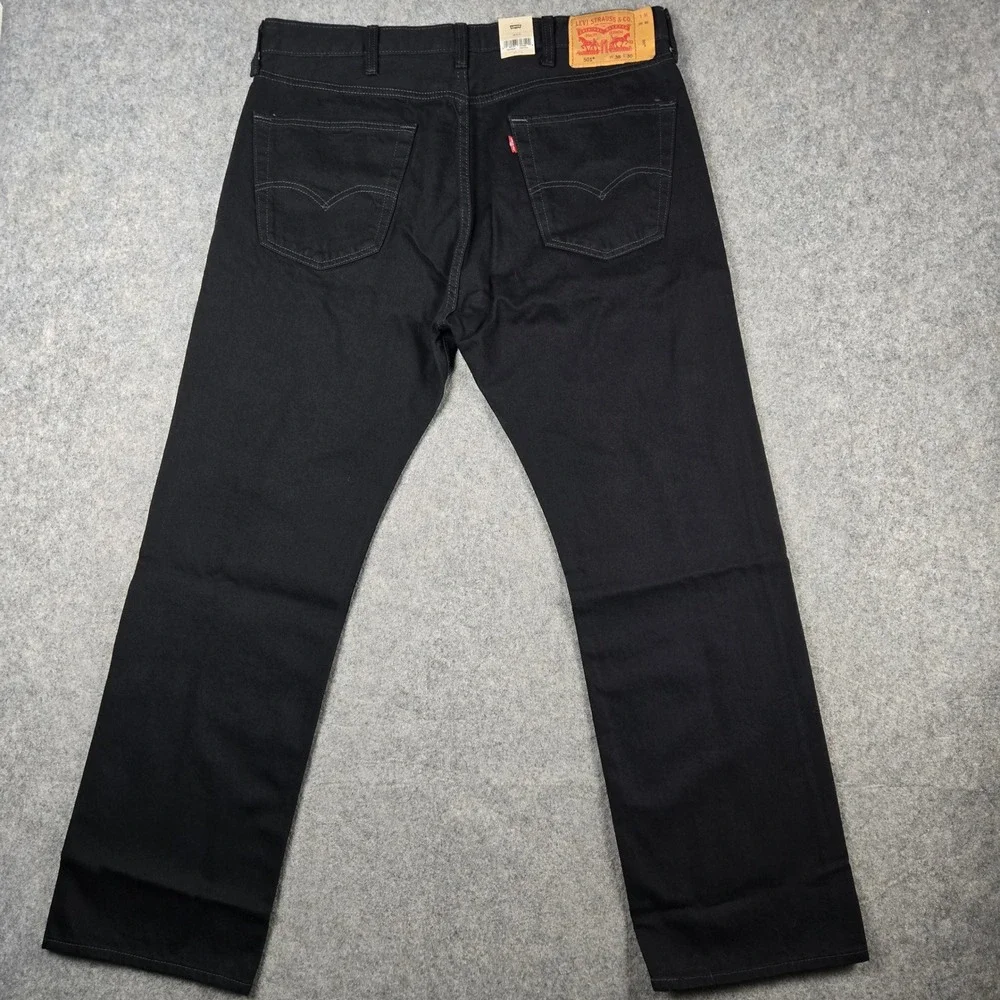 Levi's 501 Original Jeans Mens 38x30 Black Straight Leg Denim Button Fly NWT